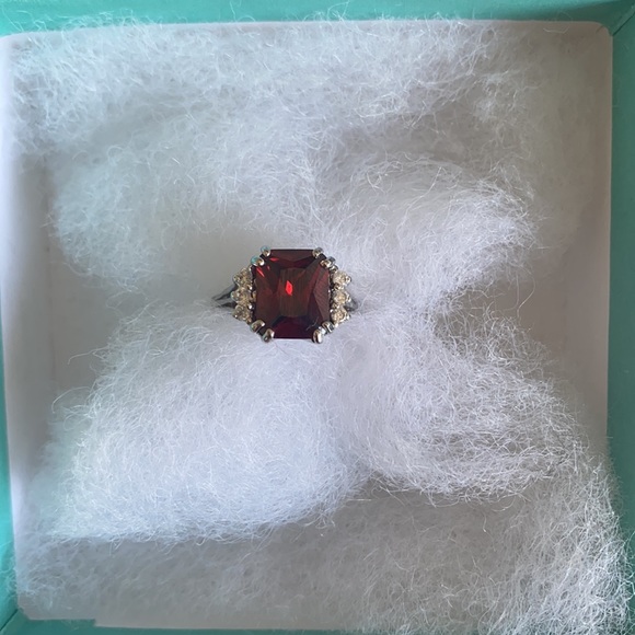 🪞 faceted garnet stone sterling silver 925 ring - Picture 5 of 10